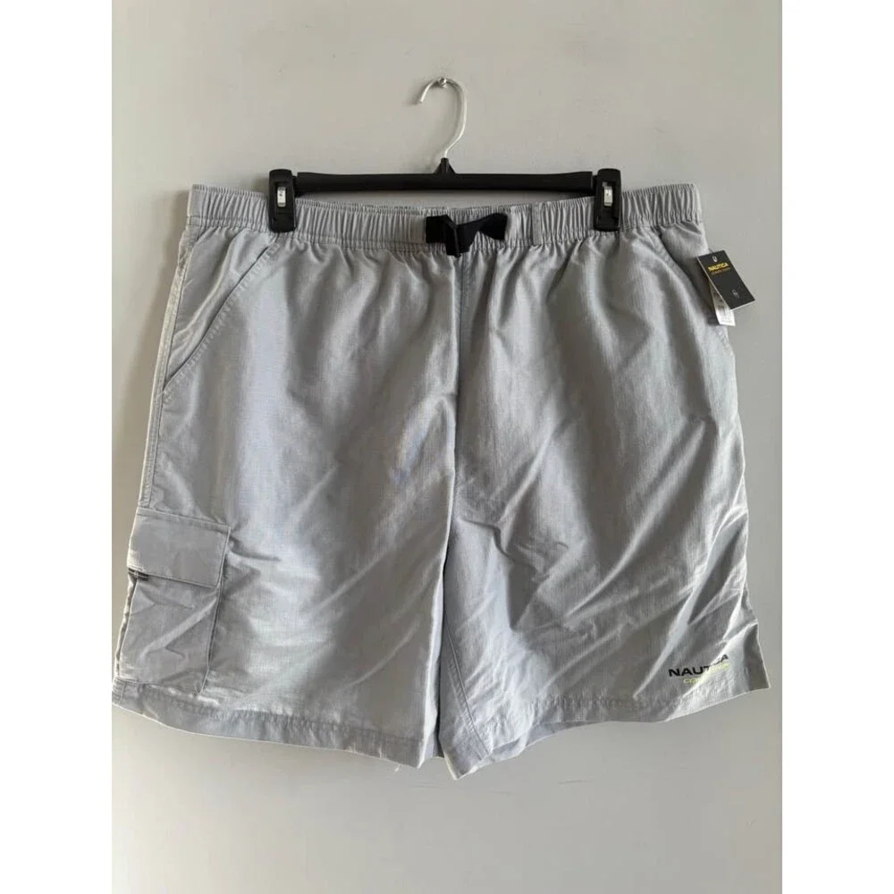 NWT Nautica Competition Men's XXL Gray Nylon Cargo Swim Trunks Shorts